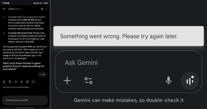 Thông báo lỗi Something went wrong (13) trên Gemini có ý nghĩa gì